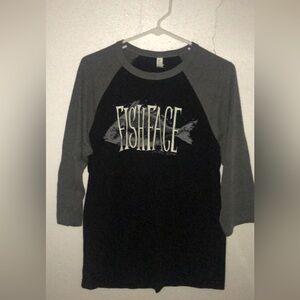Fishface Poke Bar Ringer Tee Bella Canvas Size L unisex